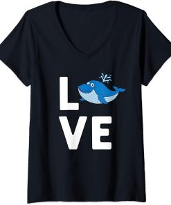 Womens Funny Whale Art For Men Women Orca Narwhal Blue Whales V-Neck T-Shirt