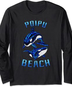 Poipu Beach Hawaii Vacation Tribal Whale Orca Long Sleeve T-Shirt