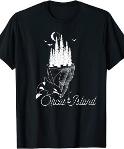 Orcas Island Minimalist San Juan Islands Orca Whale Forest T-Shirt