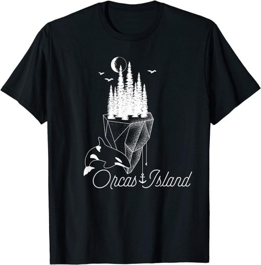 Orcas Island Minimalist San Juan Islands Orca Whale Forest T-Shirt