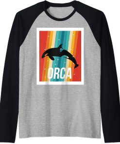 Vintage Orca Retro Killer Whale Raglan Baseball Tee