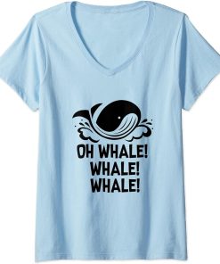 Womens Funny Whale Watching V-Neck T-Shirt