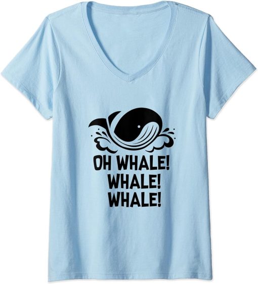 Womens Funny Whale Watching V-Neck T-Shirt